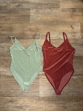 Forever 21 Velvet Ribbed Body Suits Set of 2